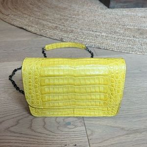 Yellow Coly Los Angeles alligator leather bag